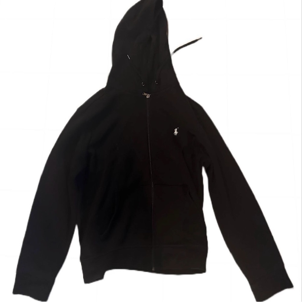 Black Polo hoodie white logo